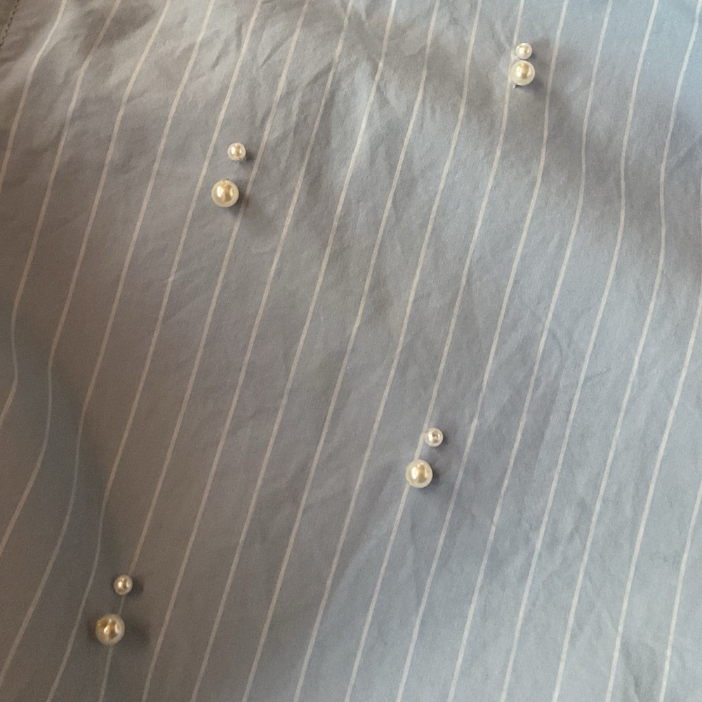 Light Blue Button Down Shirt with Pearls - Picture 5 of 7
